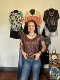 Western hills top, western top with ruffle sleeves. Classy western, brown top, cowgirl outfit