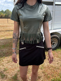 western balck skort with tan details
