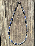 14” blue lapping & sterling pearls