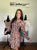 mesh dress with a western print