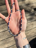 14” blue lapping & sterling pearls