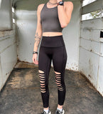 black leggings with laser cut westrn casual leggings