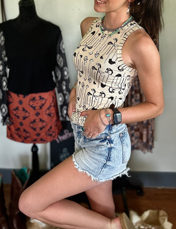 western tank top with horse print summer western top 