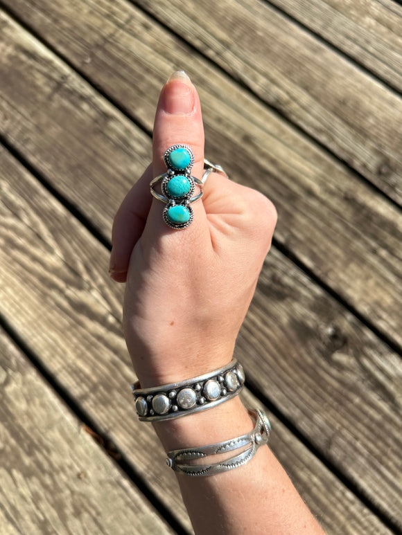 Mini crawler turquoise ring