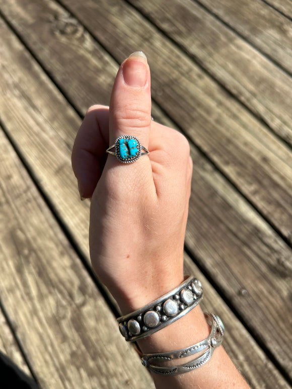 dainty sleeping beauty ring and made turquoise ring. 