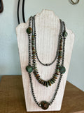 22" Dark Green Turquoise Necklace