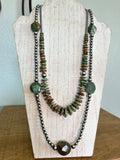 22" Dark Green Turquoise Necklace