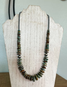 22" Dark Green Turquoise Necklace