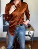 Satin Saddle Button Down