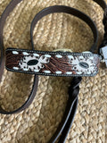 leather dog collar with white buckstitch