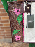 Pink Flower Hand Tooled Bag