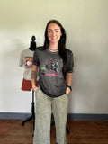 western lounge outfit with croped sweaatpants and oversized tee 