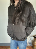 Black western jacket with fringe 2 fly jacket, cowgirl jacket 