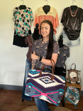 Western traveling bag, tote bag Aztec bag 