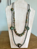 22" Dark Green Turquoise Necklace