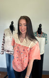 Western summer top, wild flower, peach colored top