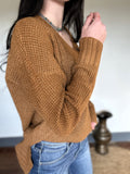 warm waffle knit top